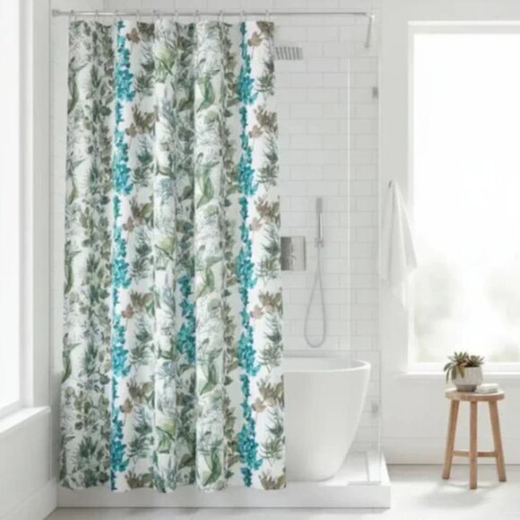 Hudson Bay Wild Flower Shower Curtain 72x72 Cotton Floral Florence Square - Picture 1 of 8